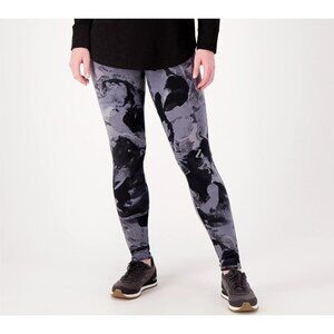 Denim & Co. Printed Regular Duo Stretch Full-Length Leggings Grey,3X